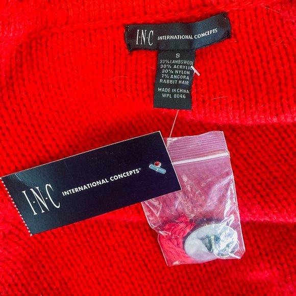 Women's Classy Knit Button Down Sweater INC Lipstick Red Light Jacket Small - Picture 7 of 12